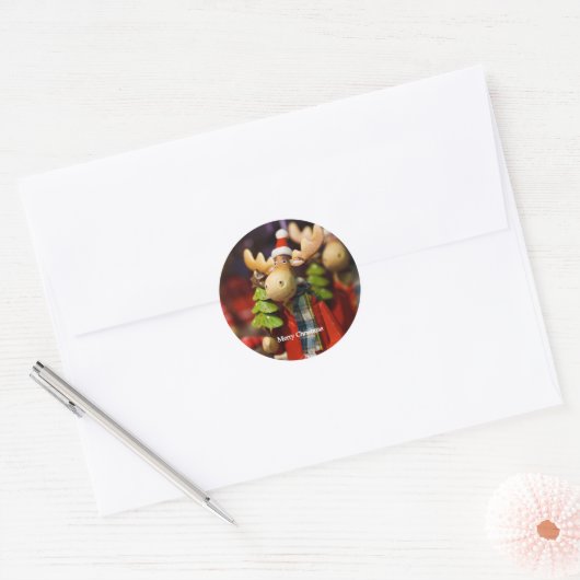 Merry Kerstkerstkerstman Moose Ronde Sticker (Envelop)