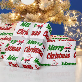 Merry kerstkerstkerstman rode groene typografie cadeaupapier