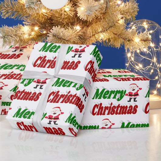 Merry kerstkerstkerstman rode groene typografie cadeaupapier (Feestdagen)