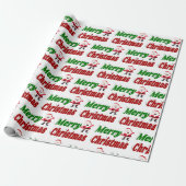 Merry kerstkerstkerstman rode groene typografie cadeaupapier (Uitgerold)