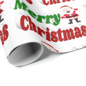 Merry kerstkerstkerstman rode groene typografie cadeaupapier (Rol Hoek)