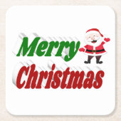 Merry kerstkerstkerstman rode groene typografie kartonnen onderzetters (Voorkant)