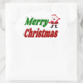 Merry kerstkerstkerstman rode groene typografie ovale sticker (Tas)