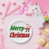 Merry kerstkerstkerstman rode groene typografie papieren bordje (Feest)