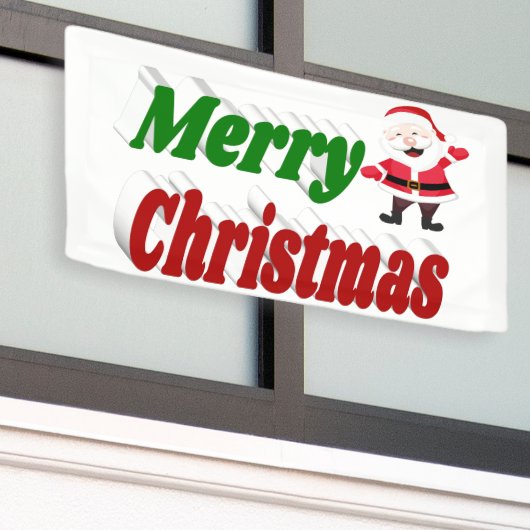 Merry kerstkerstkerstman rode groene typografie spandoek (Buitenkant Gebouw)