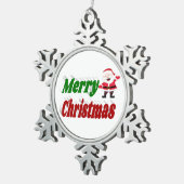Merry kerstkerstkerstman rode groene typografie tin sneeuwvlok ornament (Rechts)