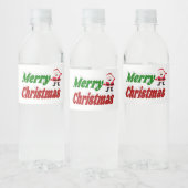 Merry kerstkerstkerstman rode groene typografie waterfles etiket (Flessen)