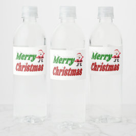 Merry kerstkerstkerstman rode groene typografie waterfles etiket