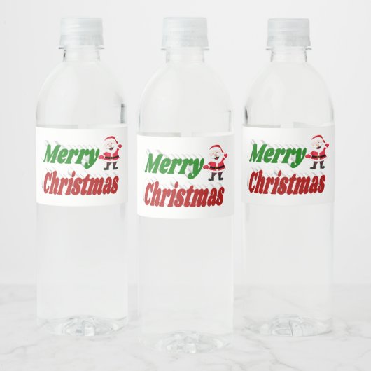 Merry kerstkerstkerstman rode groene typografie waterfles etiket (Flessen)