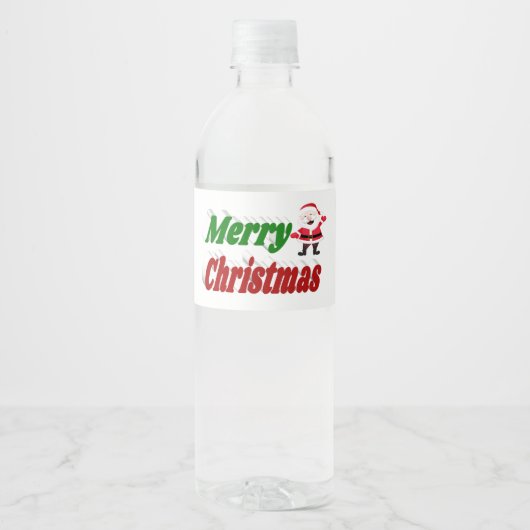Merry kerstkerstkerstman rode groene typografie waterfles etiket (Voorkant)