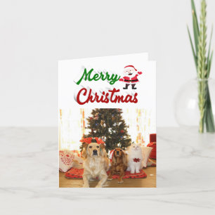 Merry kerstkerstkerstman, rood, groen script feestdagen kaart