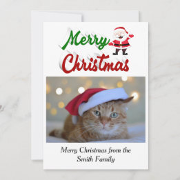 Merry kerstkerstkerstman, rood, groen script feestdagenkaart