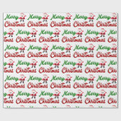 Merry kerstkerstkerstman rood script cadeaupapier (Vlak)