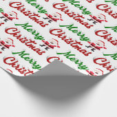 Merry kerstkerstkerstman rood script cadeaupapier (Hoek)