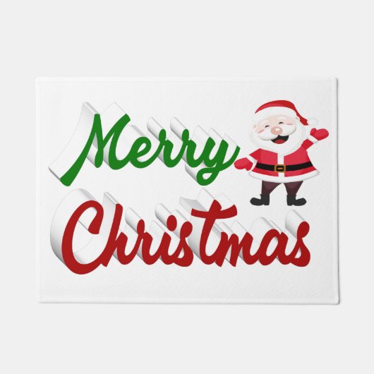 Merry kerstkerstkerstman rood script deurmat (Voorkant)
