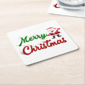 Merry kerstkerstkerstman rood script kartonnen onderzetters (Schuin)
