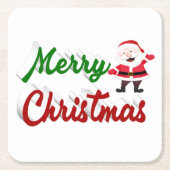 Merry kerstkerstkerstman rood script kartonnen onderzetters (Voorkant)