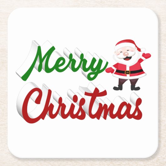 Merry kerstkerstkerstman rood script kartonnen onderzetters (Voorkant)