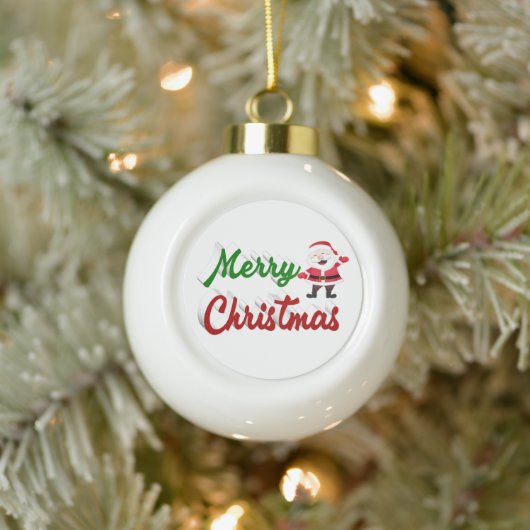 Merry kerstkerstkerstman rood script keramische bal ornament (Boom)