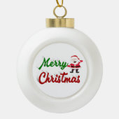 Merry kerstkerstkerstman rood script keramische bal ornament (Voorkant)
