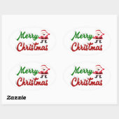 Merry kerstkerstkerstman rood script ovale sticker (Vel)