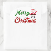 Merry kerstkerstkerstman rood script ovale sticker (Tas)