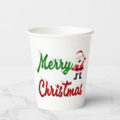 Merry kerstkerstkerstman rood script papieren bekers (Achterkant)