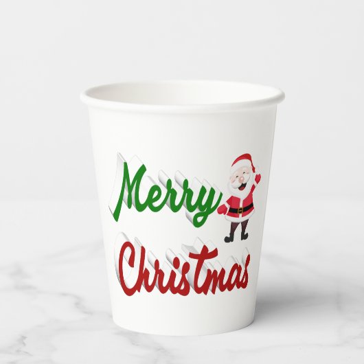 Merry kerstkerstkerstman rood script papieren bekers (Achterkant)