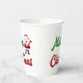 Merry kerstkerstkerstman rood script papieren bekers (Links)