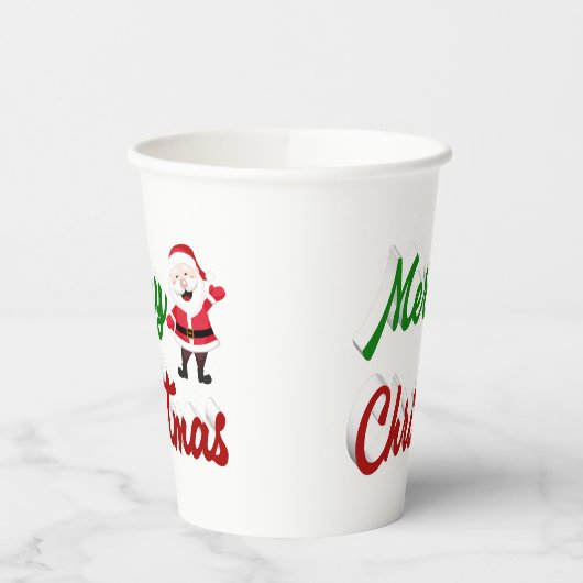 Merry kerstkerstkerstman rood script papieren bekers (Links)