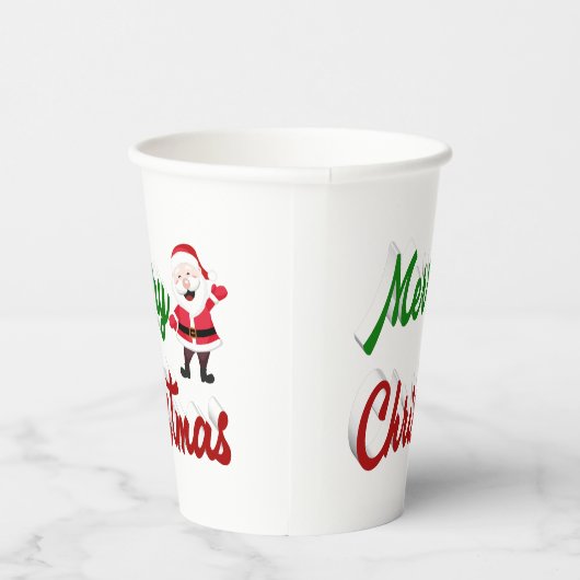Merry kerstkerstkerstman rood script papieren bekers (Rechts)