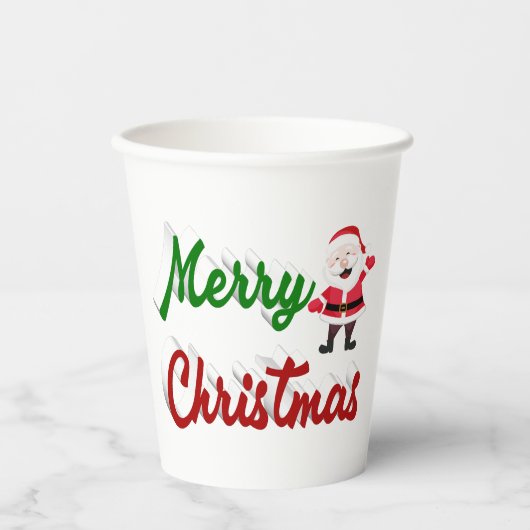 Merry kerstkerstkerstman rood script papieren bekers (Voorkant)