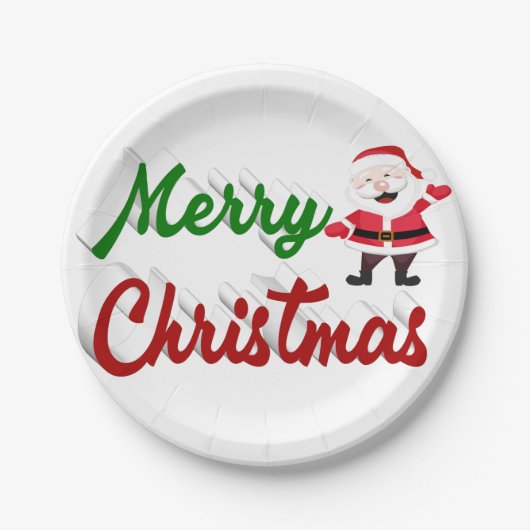 Merry kerstkerstkerstman rood script papieren bordje (Voorkant)