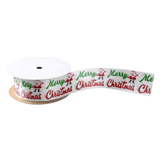 Merry kerstkerstkerstman rood script satijnen lint (Spoel)
