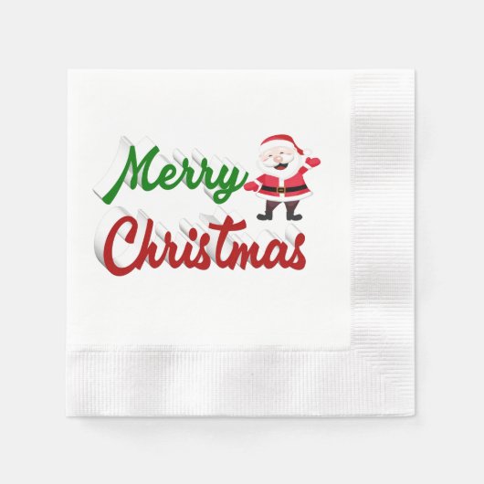 Merry kerstkerstkerstman rood script servet (Voorkant)