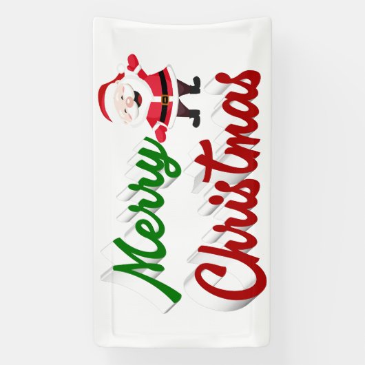 Merry kerstkerstkerstman rood script spandoek (Verticaal)