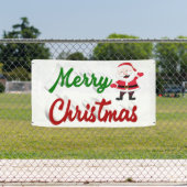 Merry kerstkerstkerstman rood script spandoek (Insitu)