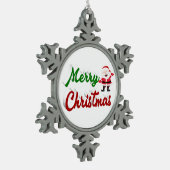 Merry kerstkerstkerstman rood script tin sneeuwvlok ornament (Links)