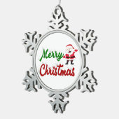 Merry kerstkerstkerstman rood script tin sneeuwvlok ornament (Rechts)