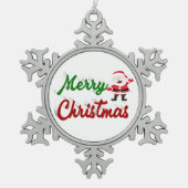 Merry kerstkerstkerstman rood script tin sneeuwvlok ornament (Voorkant)
