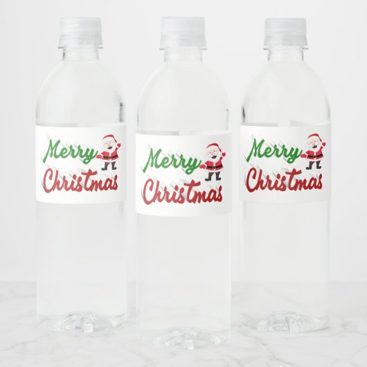 Merry kerstkerstkerstman rood script waterfles etiket (Flessen)