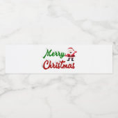 Merry kerstkerstkerstman rood script waterfles etiket (Enkel label)