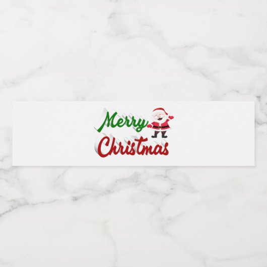 Merry kerstkerstkerstman rood script waterfles etiket (Enkel label)