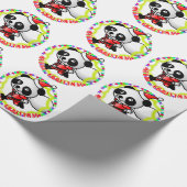 Merry KerstkerstSanta Panda Cadeaupapier (Hoek)