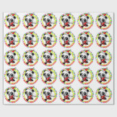 Merry KerstkerstSanta Panda Cadeaupapier (Vlak)