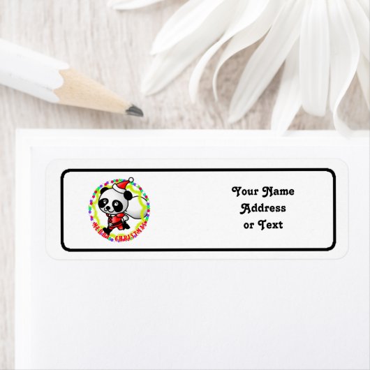 Merry KerstkerstSanta Panda Etiket (Insitu)