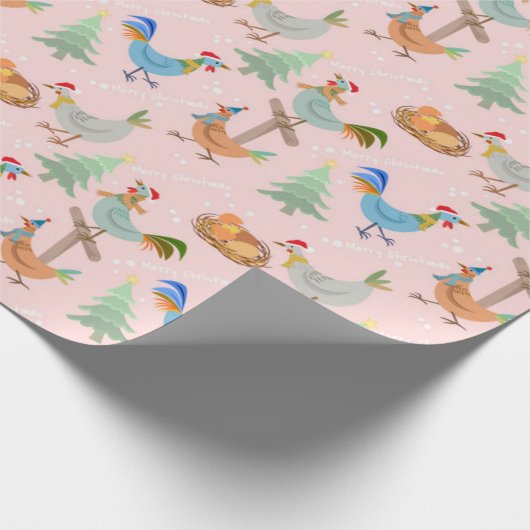 Merry kerstkippen Pattern Cadeaupapier (Hoek)