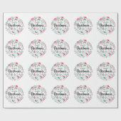 Merry kerstkleurige tekening cadeaupapier (Vlak)