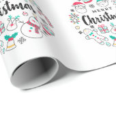 Merry kerstkleurige tekening cadeaupapier (Rol Hoek)