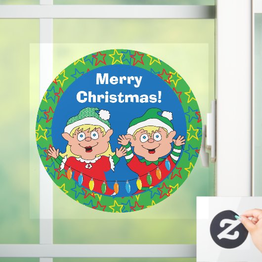 Merry kerstkleven Round Window Cling Raamsticker (Huis)